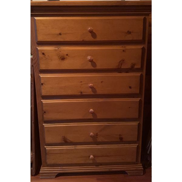 Pine Wood Chest of Drawers and Two-Door Cabinet Set