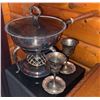 Image 1 : Silverplate Fondue Set with Stand, Two Goblets, and Coasters