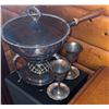 Image 4 : Silverplate Fondue Set with Stand, Two Goblets, and Coasters