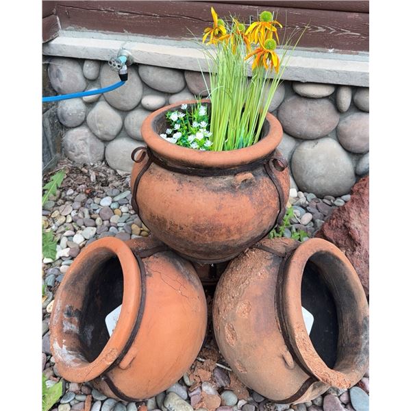 Three-Piece Terra-Cotta Plant Pot Display
