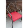 Image 9 : Six Chair Red Patio Dinette Set with Glass Table and Umbrella