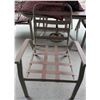Image 6 : Patio Dining Set with Stone-Top Table, Four Cushioned Chairs, and Red Umbrella
