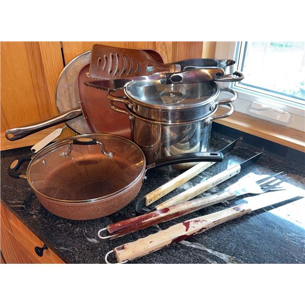 Cookware Set With Pots, Pans, Utensils, and Grill Tools
