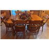 Image 2 : Wood Dining Table with Two Leafs and Eight Carved Chairs
