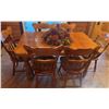 Image 3 : Wood Dining Table with Two Leafs and Eight Carved Chairs