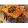Image 4 : Wood Dining Table with Two Leafs and Eight Carved Chairs