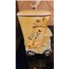Image 1 : Yellow Ceramic Cookie Truck Shaped Cookie Jar with Bird Finial