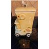Image 4 : Yellow Ceramic Cookie Truck Shaped Cookie Jar with Bird Finial