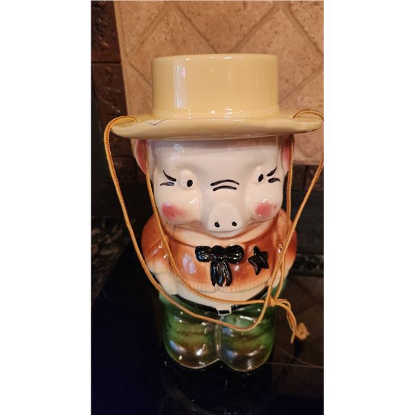 Ceramic Cowboy Pig Cookie Jar