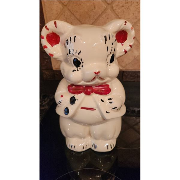 Hand-Painted Ceramic Bear Dual Face Cookie Jar