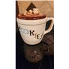 Image 1 : Ceramic Cookie Jar Shaped Like Coffee Mug with Lid