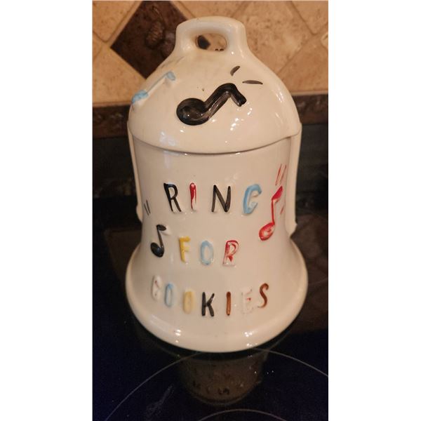 Ceramic Bell-Shaped "Ring for Cookies" Cookie Jar
