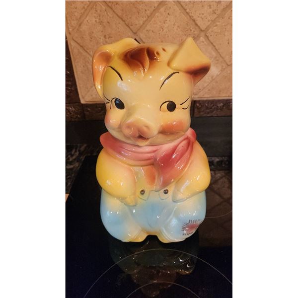 Ceramic Pig Cookie Jar 11.5 Inches Tall