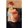 Image 1 : Glazed Ceramic Boy Cookie Jar with Barrel Motif