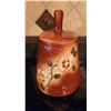 Image 1 : Ceramic Lidded Jar with Floral Motif and Crackle Glaze Finish