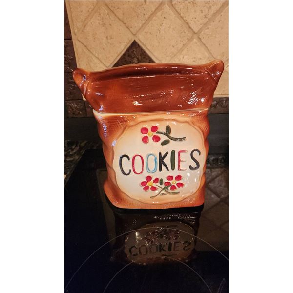 Ceramic Cookie Jar with Flower Motif