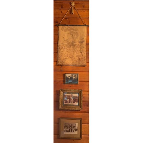 Framed Family Photographs and Tapestry Wall Hanging Collection