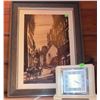 Image 1 : Framed Street Scene Print and Smiths Sectric Electric Mantel Clock
