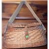 Image 3 : Woven Fishing Creel Basket with Nylon Shoulder Strap and Yellow Folding Umbrella