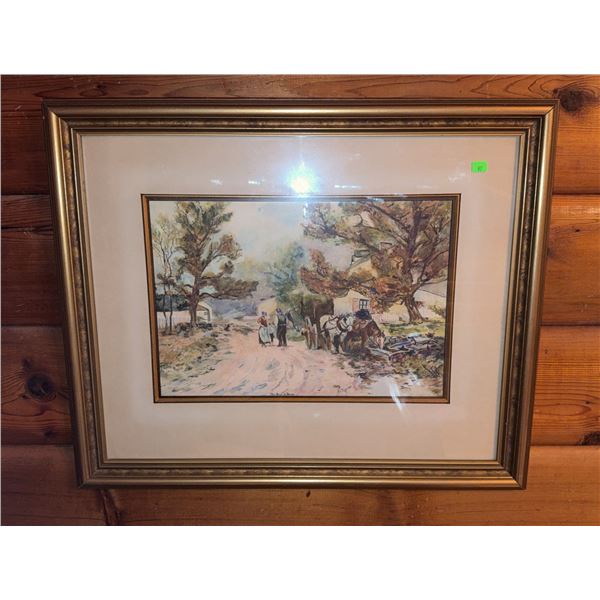 Framed Watercolour Print "The Day is Done" Signed by F. Evans