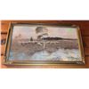 Image 1 : Framed Print of Shepherd With Sheep by Pond Landscape Scene