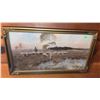 Image 2 : Framed Print of Shepherd With Sheep by Pond Landscape Scene