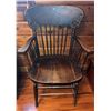 Image 2 : Spindle Back Oak Armchair with Carved Crest Rail