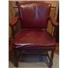 Image 1 : Upholstered Wood Armchair with Red Vinyl Covering
