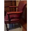 Image 3 : Upholstered Wood Armchair with Red Vinyl Covering