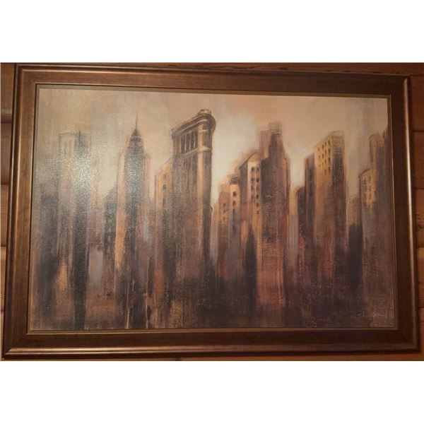 Framed Cityscape Print Signed by Artist