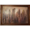 Image 1 : Framed Cityscape Print Signed by Artist