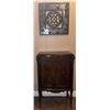 Image 1 : Wooden Cabinet with Double Doors and Metal Wall Art Panel