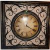 Image 1 : Square Wall Clock With Ornamental Frame and Roman Numerals