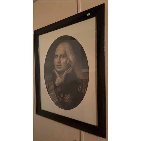 Framed Black and White Portrait Print of Military Officer