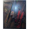 Image 3 : Four-Panel 3D Wall Art with Musical Instruments Relief