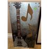 Image 2 : Framed Beatles Poster and Metal Guitar Wall Art Lot