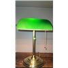Image 1 : Brass Desk Lamp with Green Glass Shade and Pull Chain Switch