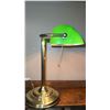Image 5 : Brass Desk Lamp with Green Glass Shade and Pull Chain Switch