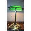 Image 6 : Brass Desk Lamp with Green Glass Shade and Pull Chain Switch