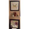 Image 1 : Bathroom Decor Lot with Framed Art, Marble Dispensers, and Faux Floral Arrangement
