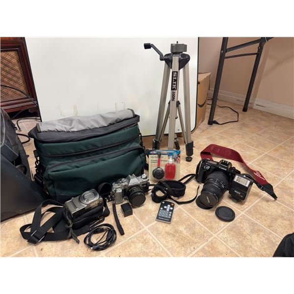Camera Lot with Canon EOS 650, Canon AL-1, Nikon Coolpix, and more