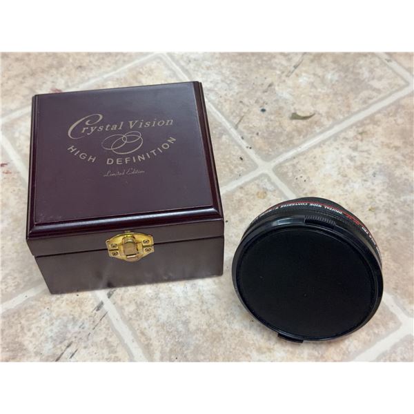 Crystal Vision 0.5x 58mm Wide Converter Lens with Macro and Wooden Box