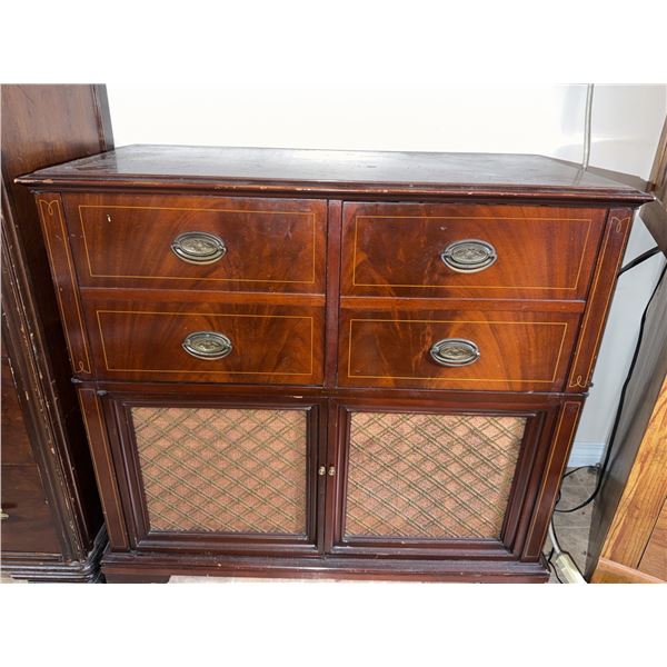 Philco Wood Cabinet Radio and Record Player Console with LP
