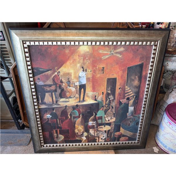 Framed Jazz Club Scene Print on Canvas