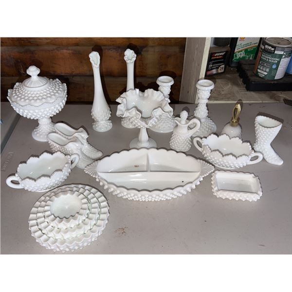 White Hobnail Milk Glass Tableware and Decor