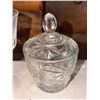 Image 6 : Cut Glass Table Lamp, Lidded Candy Dish, Ashtray, and Stemmed Glassware Group