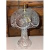 Image 8 : Cut Glass Table Lamp, Lidded Candy Dish, Ashtray, and Stemmed Glassware Group