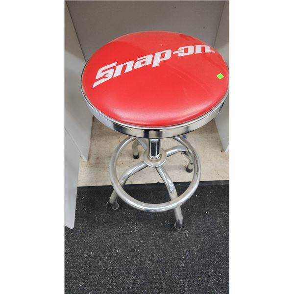 Snap-on Chrome Bar Stool with Red Vinyl Seat, 14" Diameter Top, 30" Tall