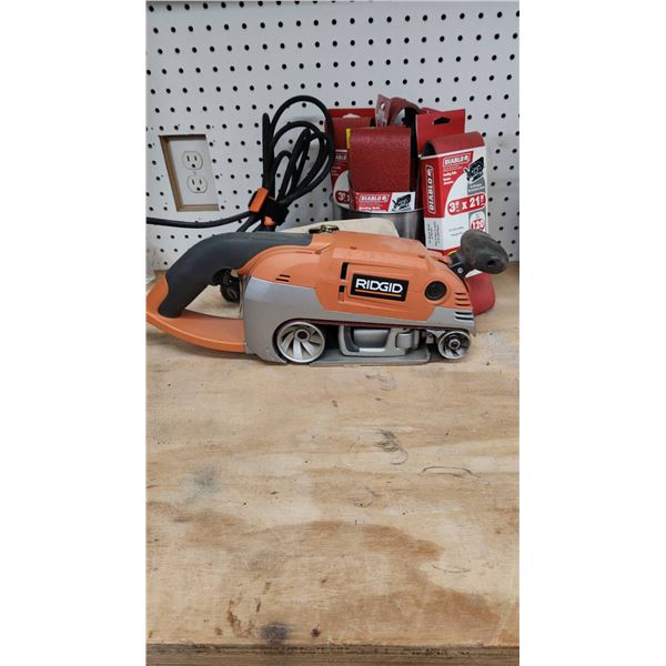 Ridgid R2720 3" x 21" Belt Sander with Dust Bag and Diablo Sanding Belts