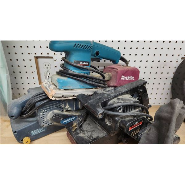 Makita BO3700 Finishing Sander, Mastercraft 3x21 Belt Sander, and more